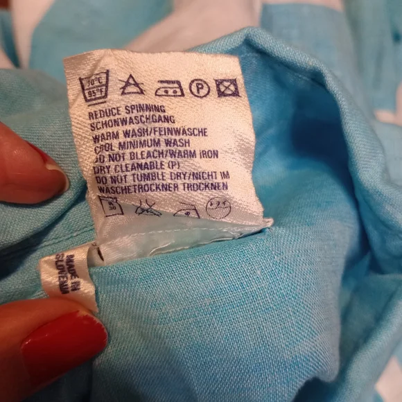 Vintage Escada Sport 100% Linen Long Sleeve Striped Button Down Top Aqua - Picture 5 of 11